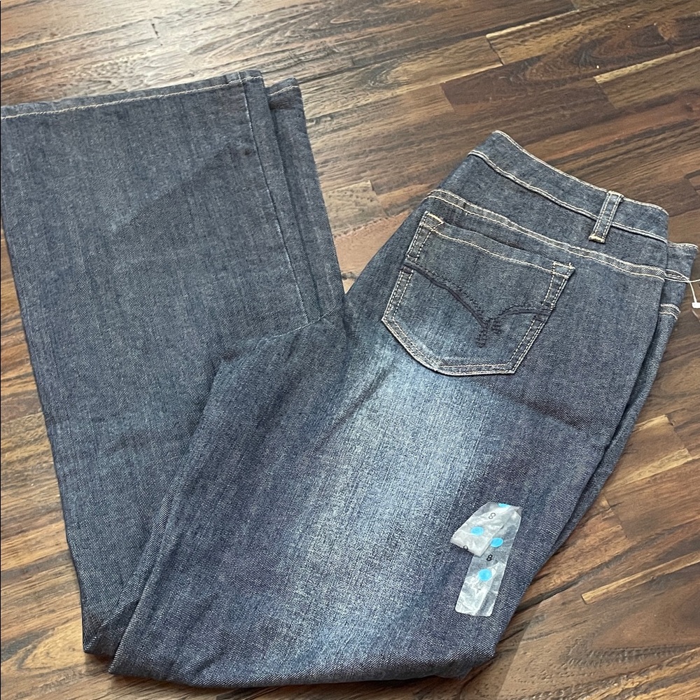 Fashion Bug Elmens  Dark Blue Relaxed Jeans. Wide cuff size 8